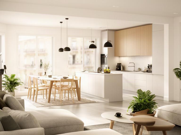 Loft moderno terminado con cocina abierta y luz natural en Valencia