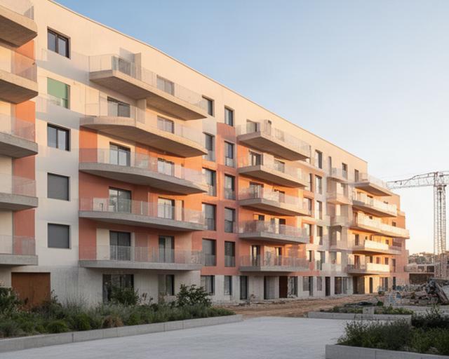 Edificio residencial de una cooperativa en el barrio de Malilla, Valencia, durante la fase final de construcción