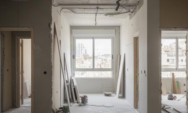 Interior de edificio de oficinas en reforma para convertirlo en apartamentos en Valencia